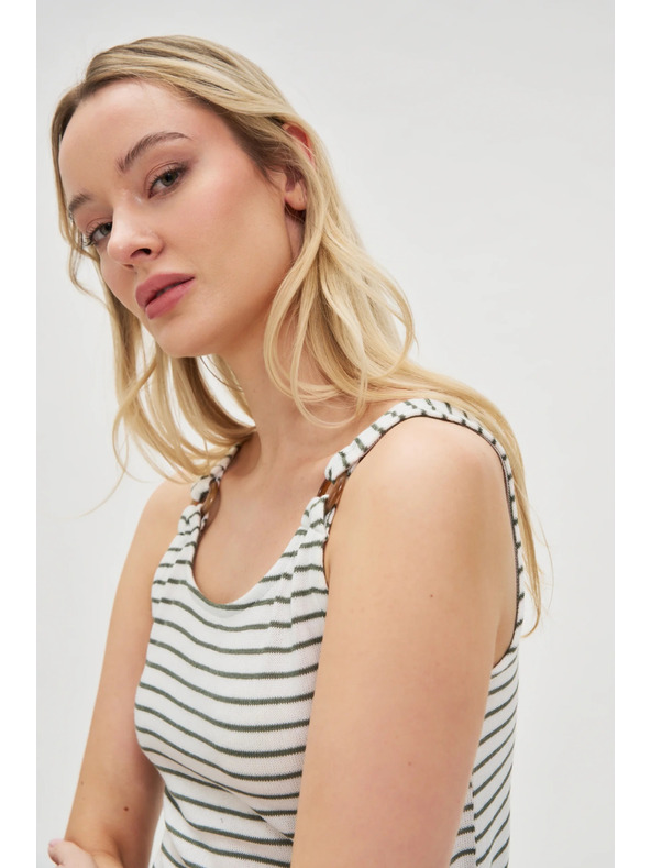 Moodo Bílý pruhovaný top Moodo