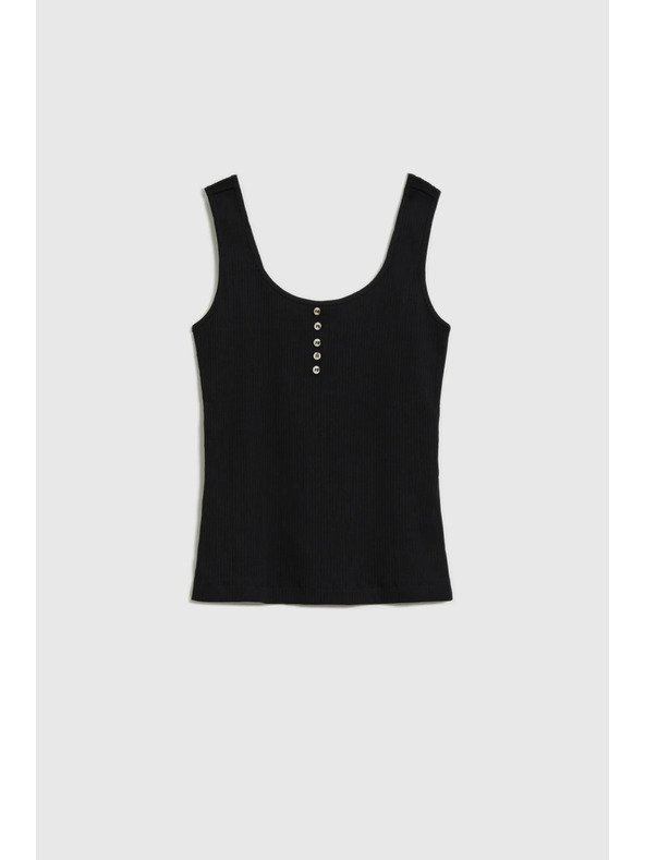 Moodo Žebrovaný top s knoflíky černý Moodo