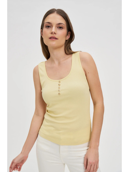 Moodo Žebrovaný top s knoflíky žlutý Moodo
