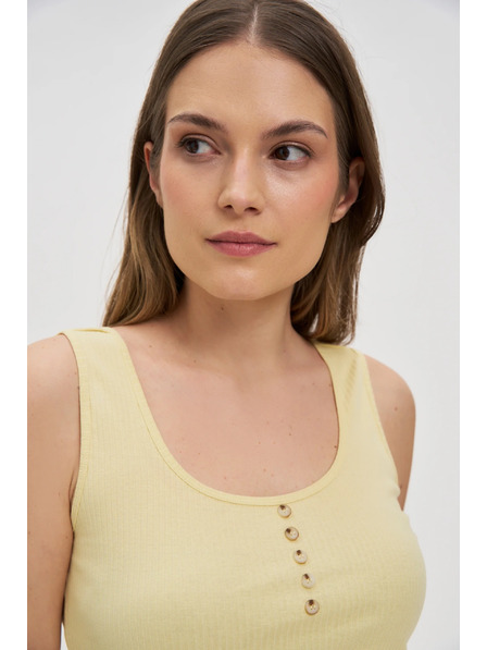 Moodo Žebrovaný top s knoflíky žlutý Moodo