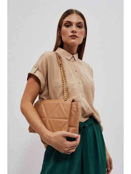 Moodo Prošívaná kabelka s řetízkem béžová Moodo