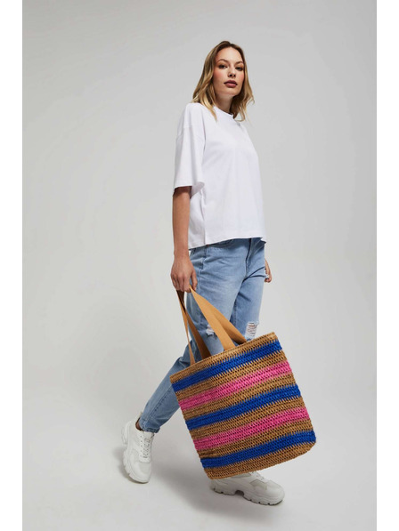 Moodo Pletená taška přes rameno pruhovaná tmavě béžová Moodo