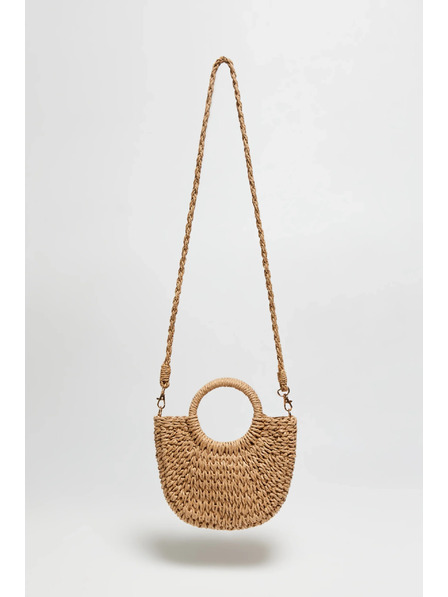 Moodo Pletená kabelka s kulatým držadlem béžová Moodo