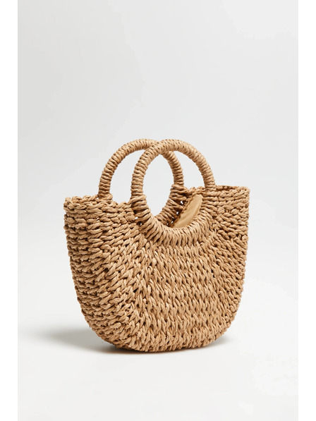 Moodo Pletená kabelka s kulatým držadlem béžová Moodo