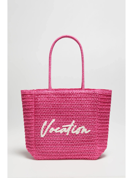 Moodo Pletená taška s nápisem růžová Moodo