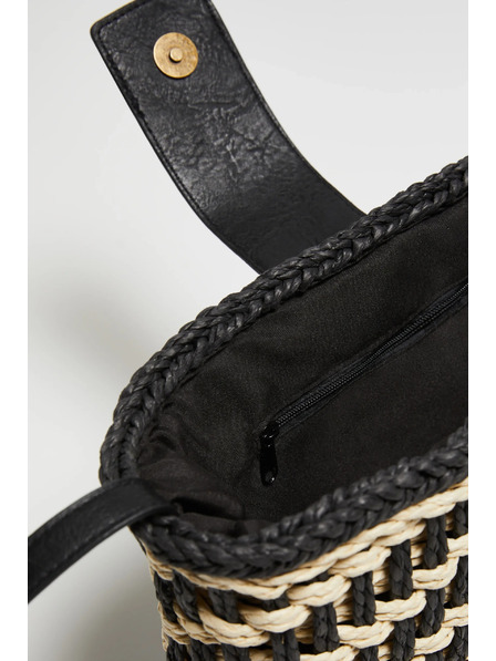 Moodo Slaměná kabelka černá Moodo