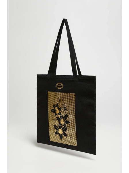 Moodo Černá nákupní taška s potiskem Moodo