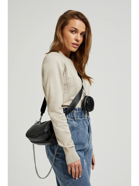 Moodo Dvojitá kabelka s efektem hadí kůže černá Moodo