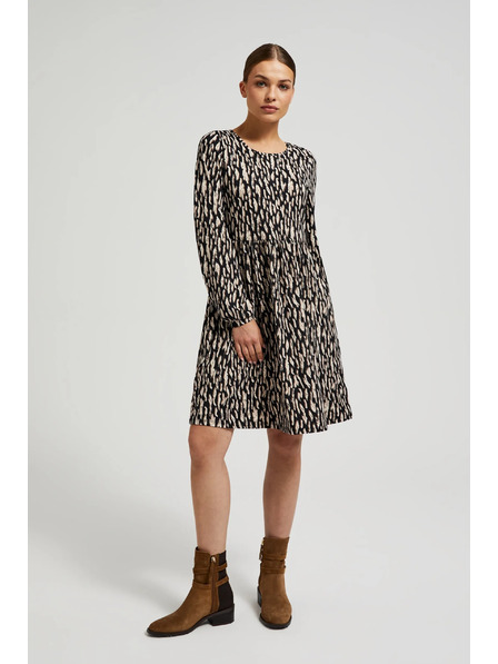 Moodo Hnědé šaty s nafouklými rukávy Moodo