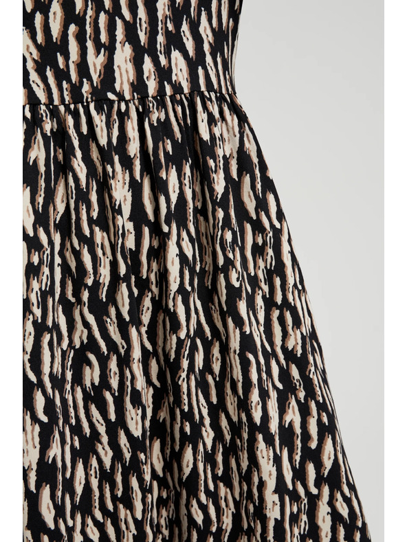 Moodo Hnědé šaty s nafouklými rukávy Moodo