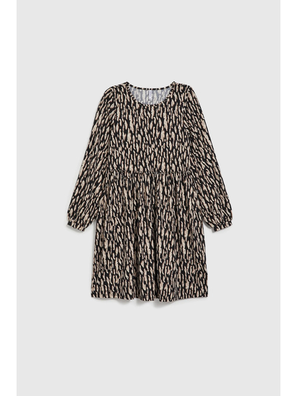Moodo Hnědé šaty s nafouklými rukávy Moodo