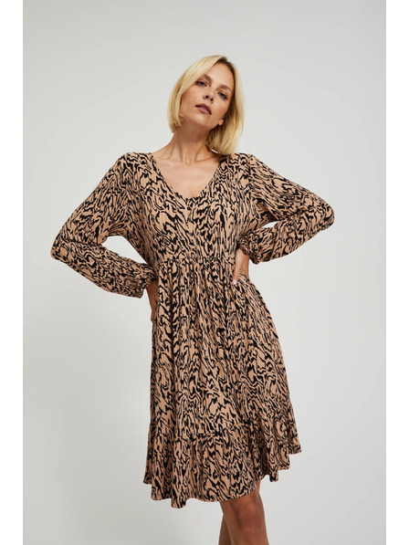 Moodo Hnědé šaty se zvířecím vzorem Moodo