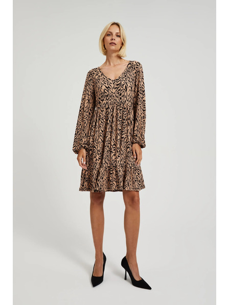 Moodo Hnědé šaty se zvířecím vzorem Moodo