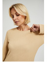 Moodo Béžové midi šaty s dlouhým rukávem Moodo