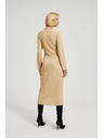 Moodo Béžové midi šaty s dlouhým rukávem Moodo