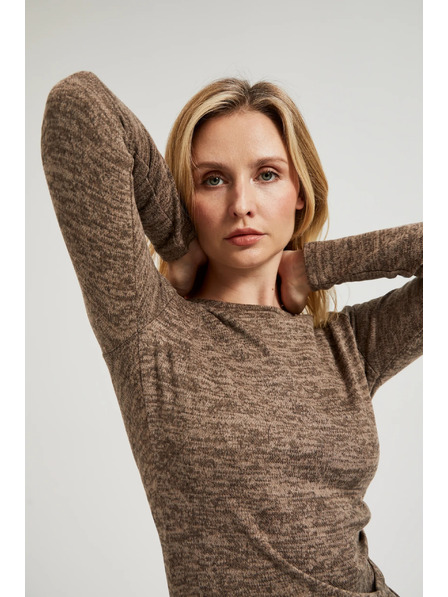 Moodo Hnědé midi šaty s řasením Moodo