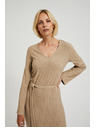 Moodo Žebrované šaty midi béžové Moodo
