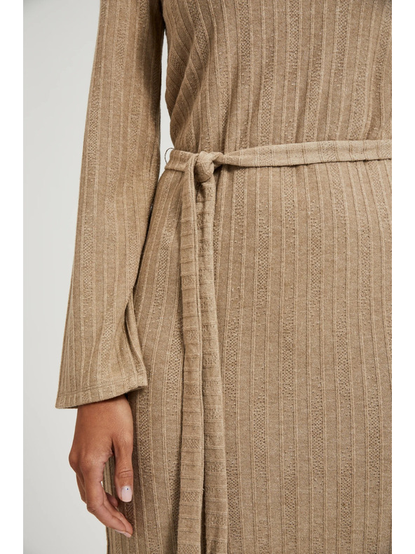 Moodo Žebrované šaty midi béžové Moodo