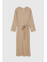 Moodo Žebrované šaty midi béžové Moodo
