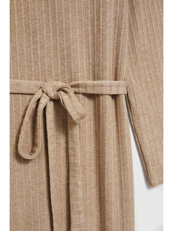 Moodo Žebrované šaty midi béžové Moodo