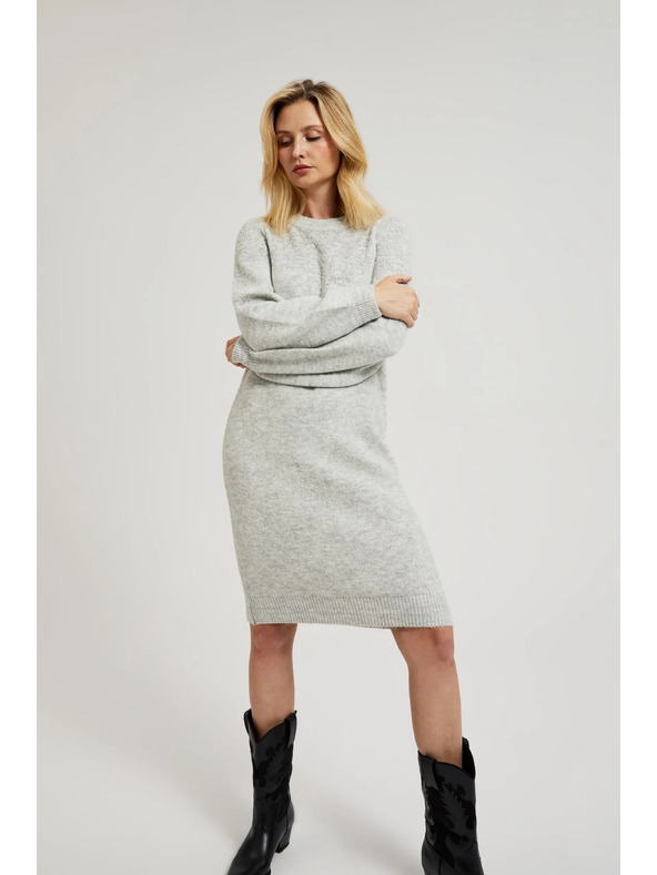 Moodo Šedé jednoduché pletené šaty Moodo
