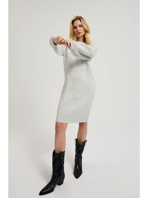 Moodo Šedé jednoduché pletené šaty Moodo