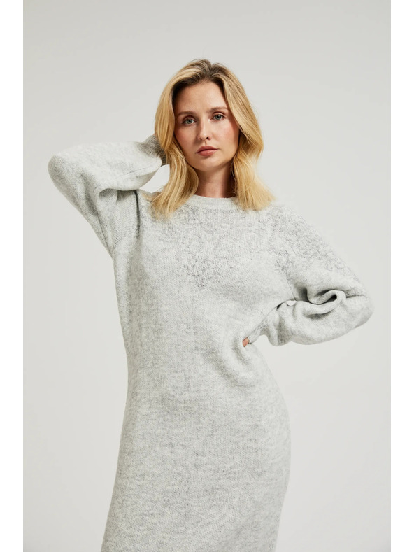 Moodo Šedé jednoduché pletené šaty Moodo