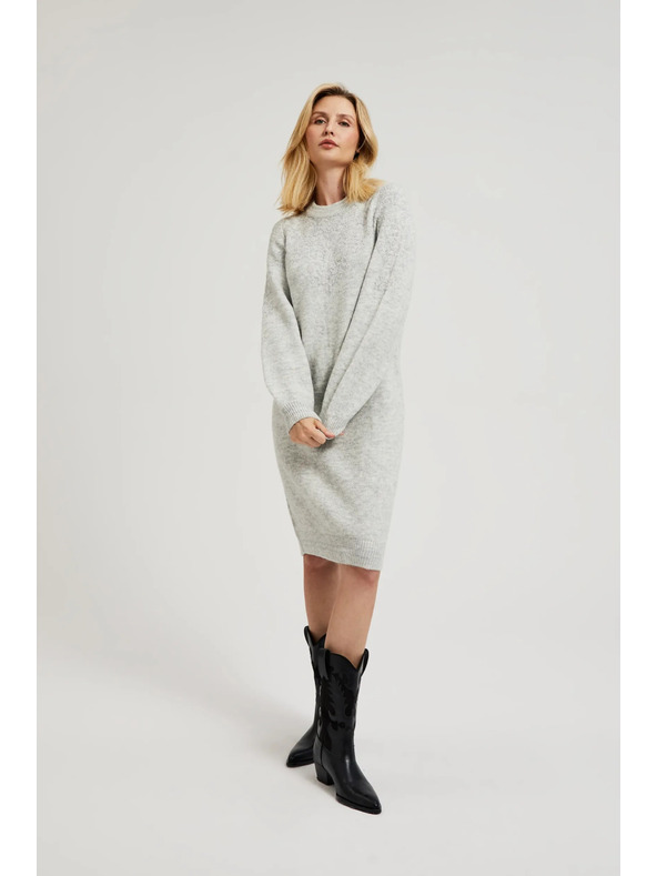 Moodo Šedé jednoduché pletené šaty Moodo