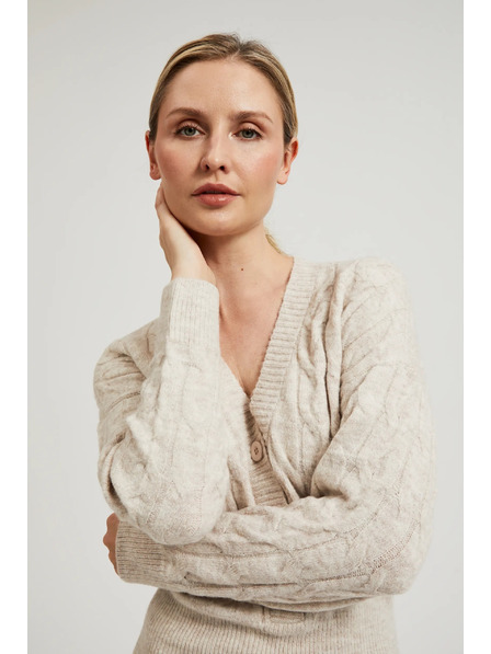 Moodo Pletené béžové šaty zdobené knoflíky Moodo