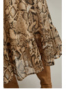 Moodo Béžové šaty s nafouklými rukávy a zvířecím vzorem Moodo
