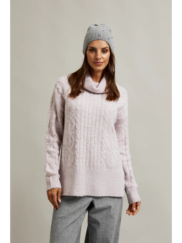 Moodo Žebrovaná čepice s perličkami šedá Moodo