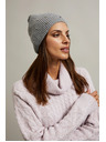 Moodo Žebrovaná čepice s perličkami šedá Moodo