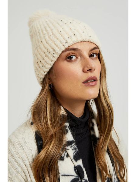 Moodo Teplá čepice s bambulí béžová Moodo
