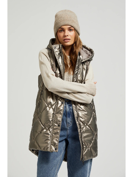 Moodo Prošívaná vesta s kapucí béžová Moodo