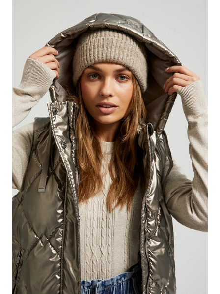 Moodo Prošívaná vesta s kapucí béžová Moodo