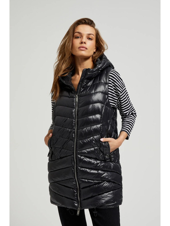 Moodo Prošívaná vesta na zip černá Moodo