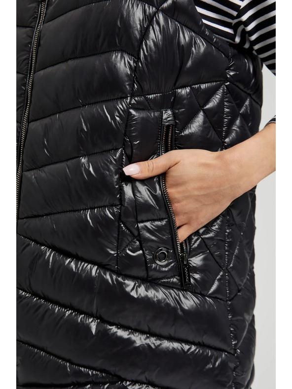 Moodo Prošívaná vesta na zip černá Moodo