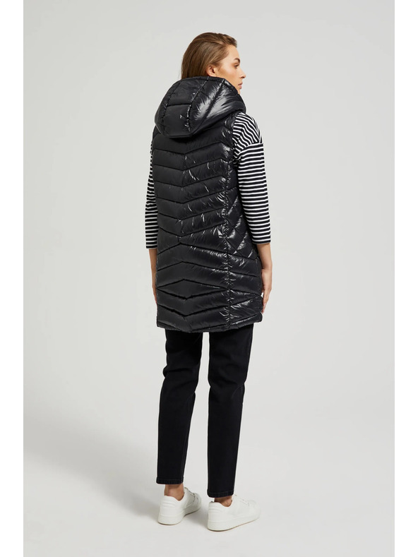 Moodo Prošívaná vesta na zip černá Moodo