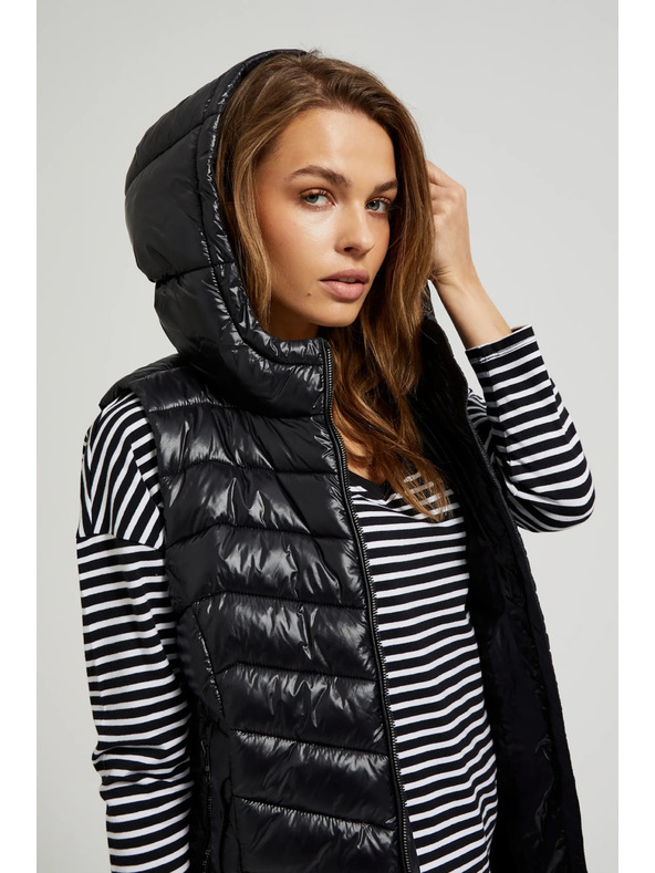 Moodo Prošívaná vesta na zip černá Moodo