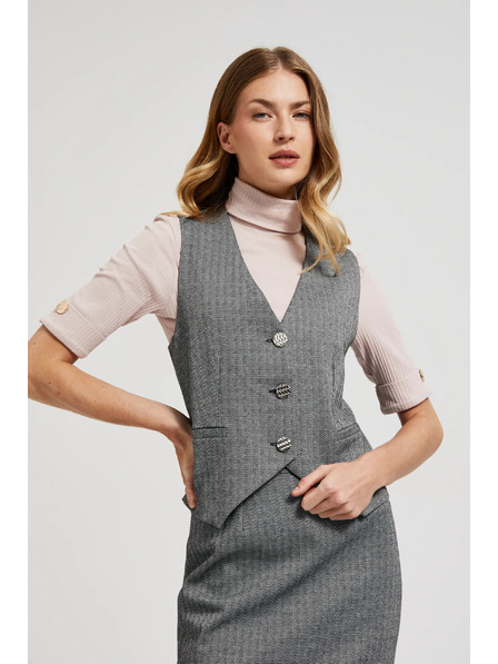 Moodo Elegantní vesta šedá se stříbrnými knoflíky Moodo