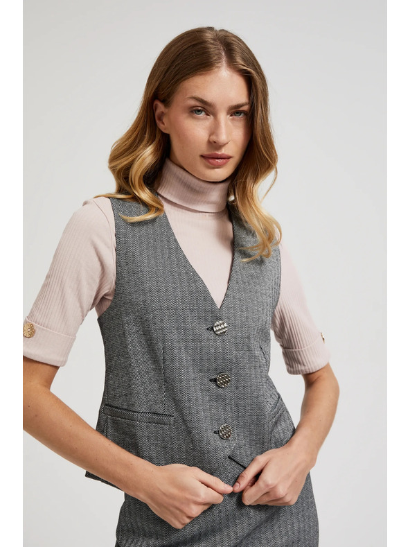 Moodo Elegantní vesta šedá se stříbrnými knoflíky Moodo
