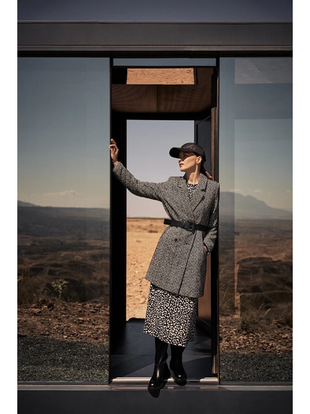 Moodo Kabát v jemné rybí kosti černý Moodo