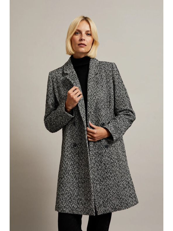 Moodo Kabát v jemné rybí kosti černý Moodo