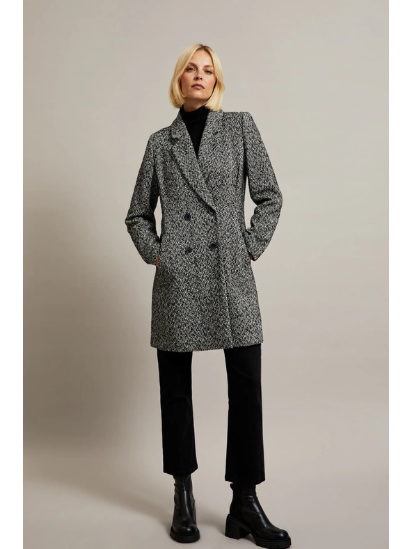 Moodo Kabát v jemné rybí kosti černý Moodo