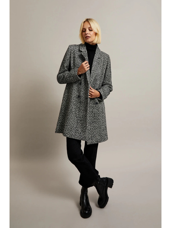 Moodo Kabát v jemné rybí kosti černý Moodo