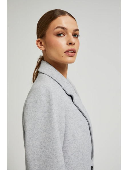 Moodo Jednoduchý šedý kabát zapínaný na knoflíky Moodo