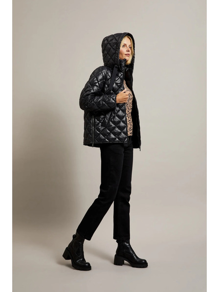 Moodo Krátká prošívaná bunda s kapucí černá Moodo