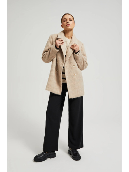 Moodo Dvojřadový kabát s límcem béžový Moodo