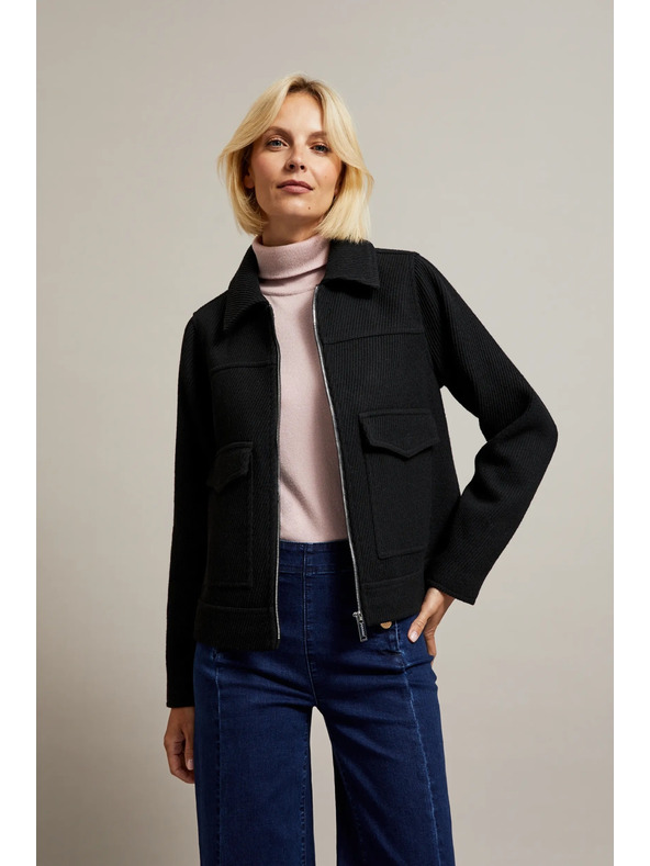 Moodo Černá bunda s velkými kapsami Moodo