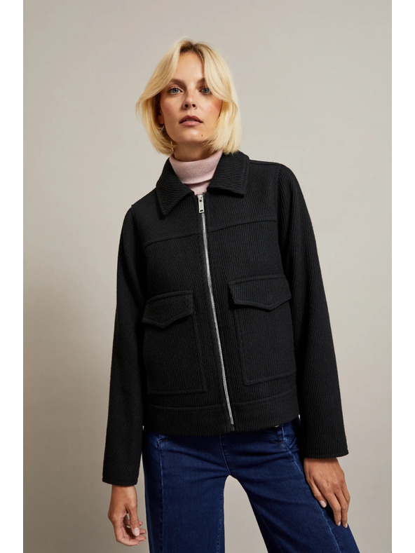 Moodo Černá bunda s velkými kapsami Moodo